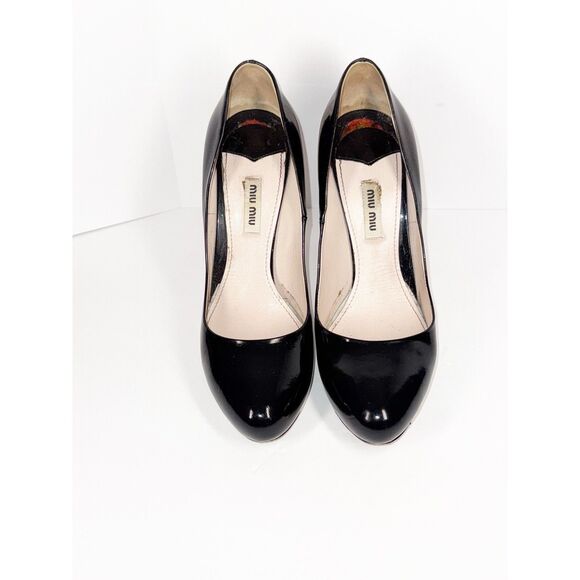 Miu Miu Black Patent Leather Pumps  Stiletto High Heels Classic 39.5/9.5 - Picture 3 of 16